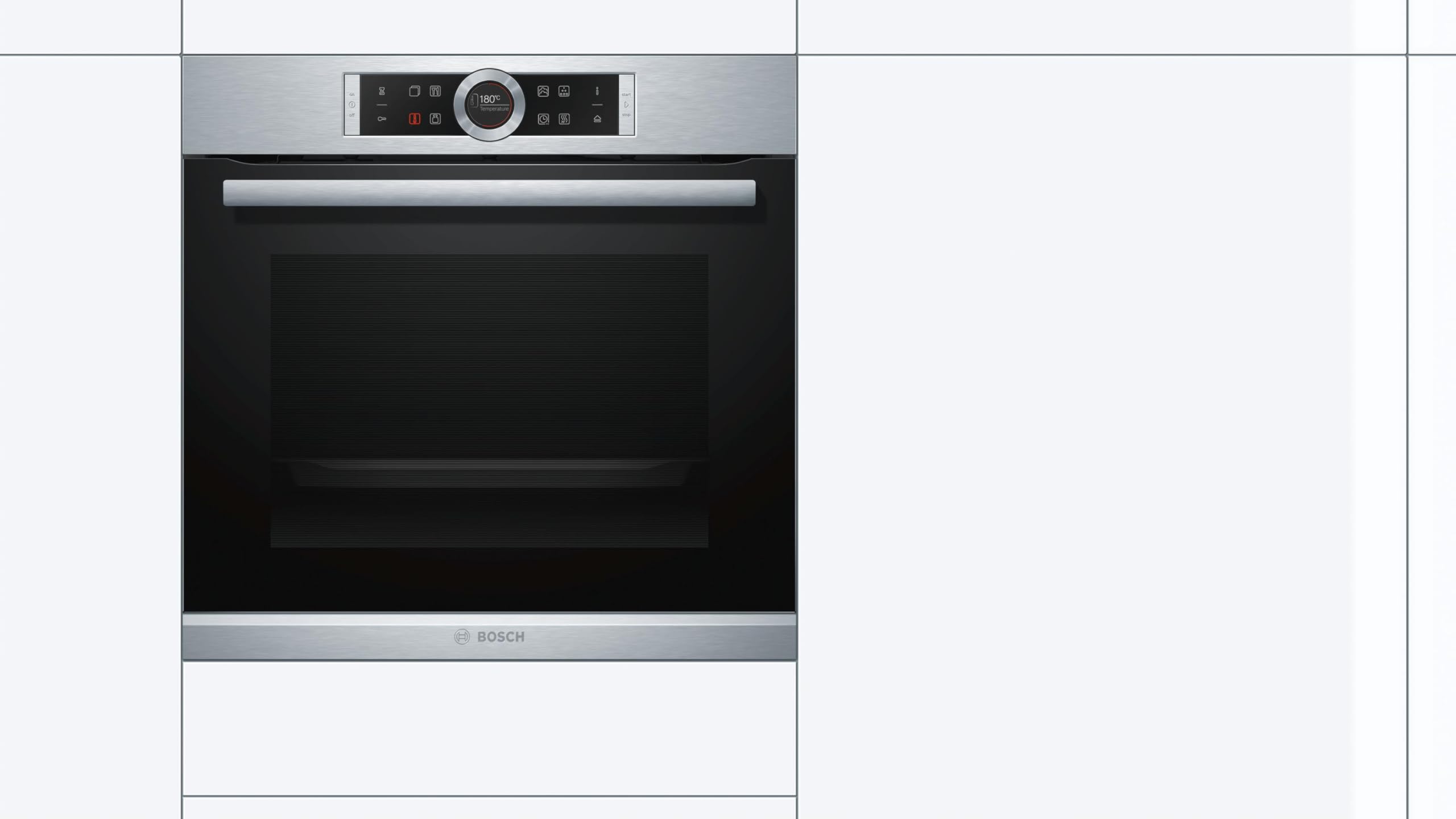 Bosch - Horno Multifunción con Vapor Añadido, 60 cm, Asistente de limpieza con agua, Recetas pre-programadas, Electrónica TFT con símbolos TouchControl, Serie 8, acero inoxidable, HRG635BS1