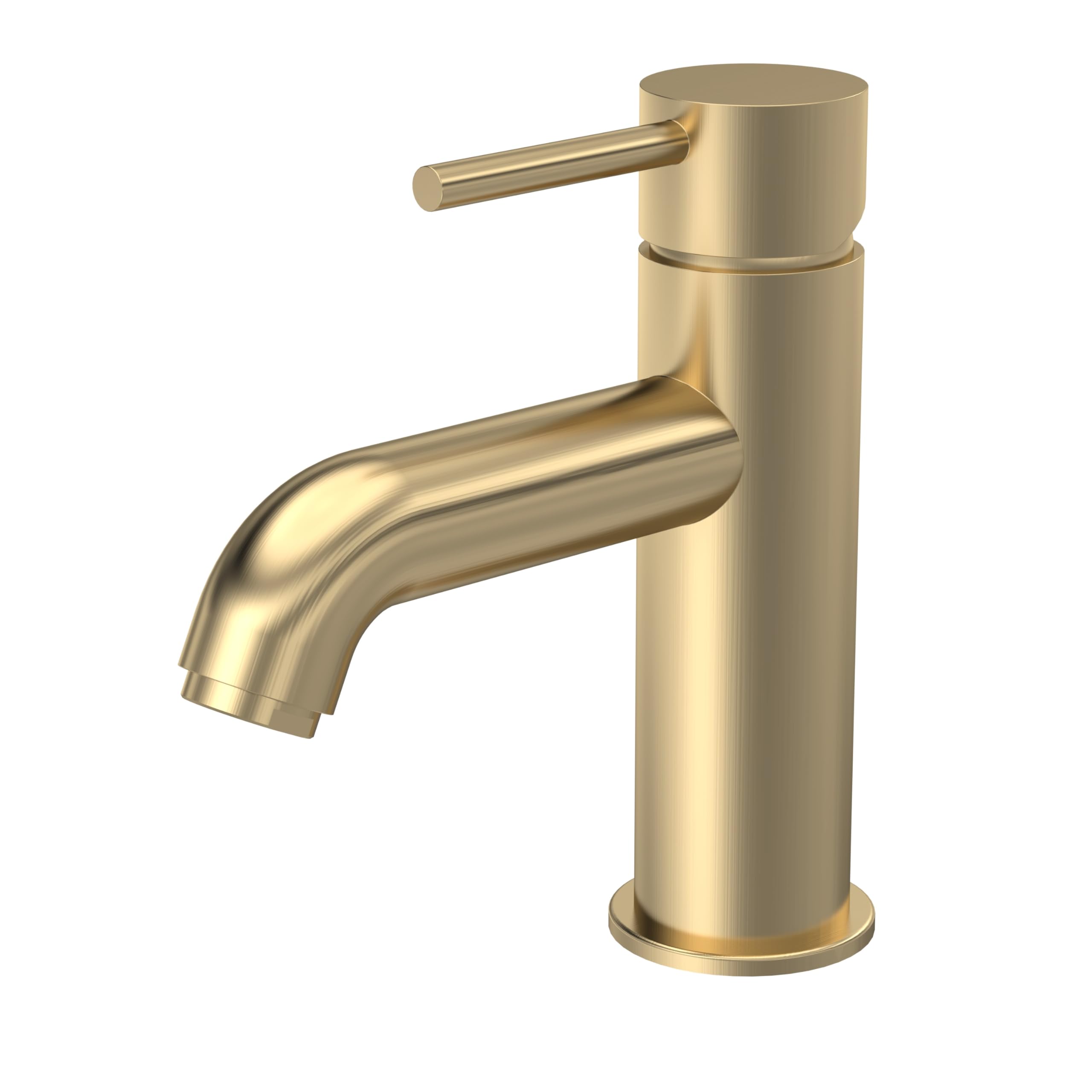 Balterley Brushed Brass Balterly Bathroom Sink Taps, Mono Basin Mixer Tap With Pop Up Waste, Single Lever Temperature Control Bathroom Tap, Round Body, Rounded Curve Down Spout Basin Taps - 52 X 159 X 166Mm (Brushed Brass) Size 3