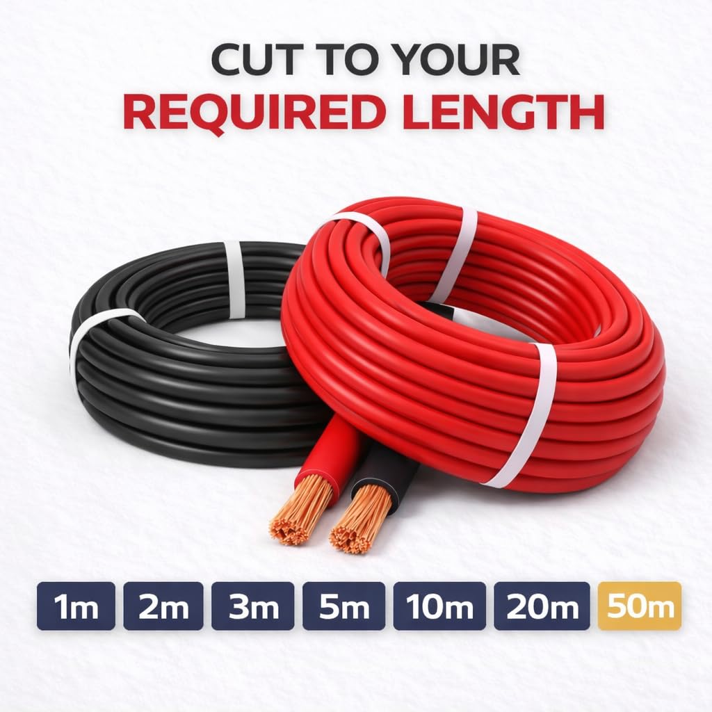 MKGT Hi-Flex 50mm² 345 Amp 0 AWG - Cable de PVC para arrancador/inversor/soldadura/batería (negro, 1 metro)