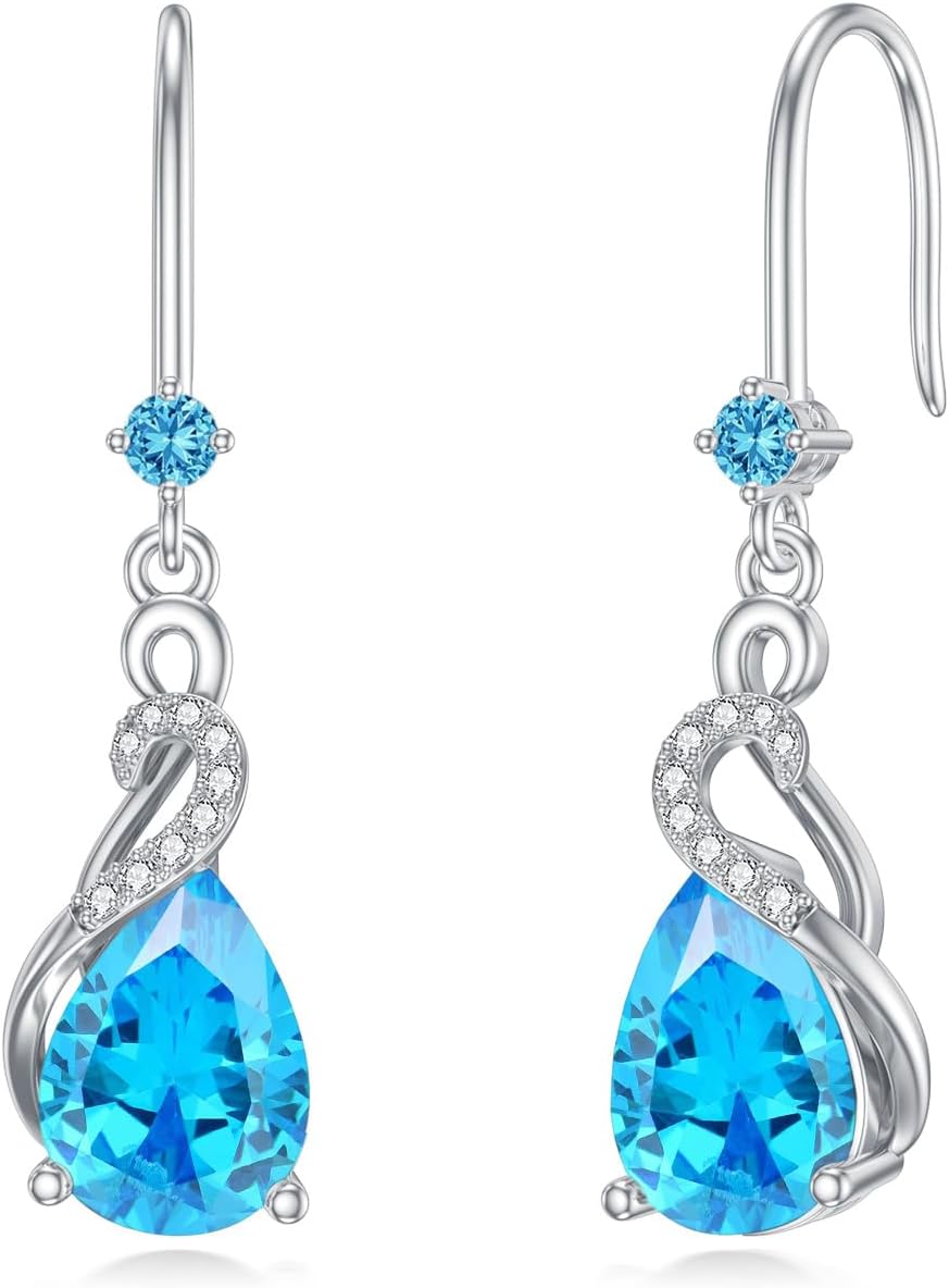 Seiyang Birthstone Dangle Drop Earrings 925 Sterling Silver Teardrop Birthstone Hook Earrings Birthday Jewelry Gifts for Women