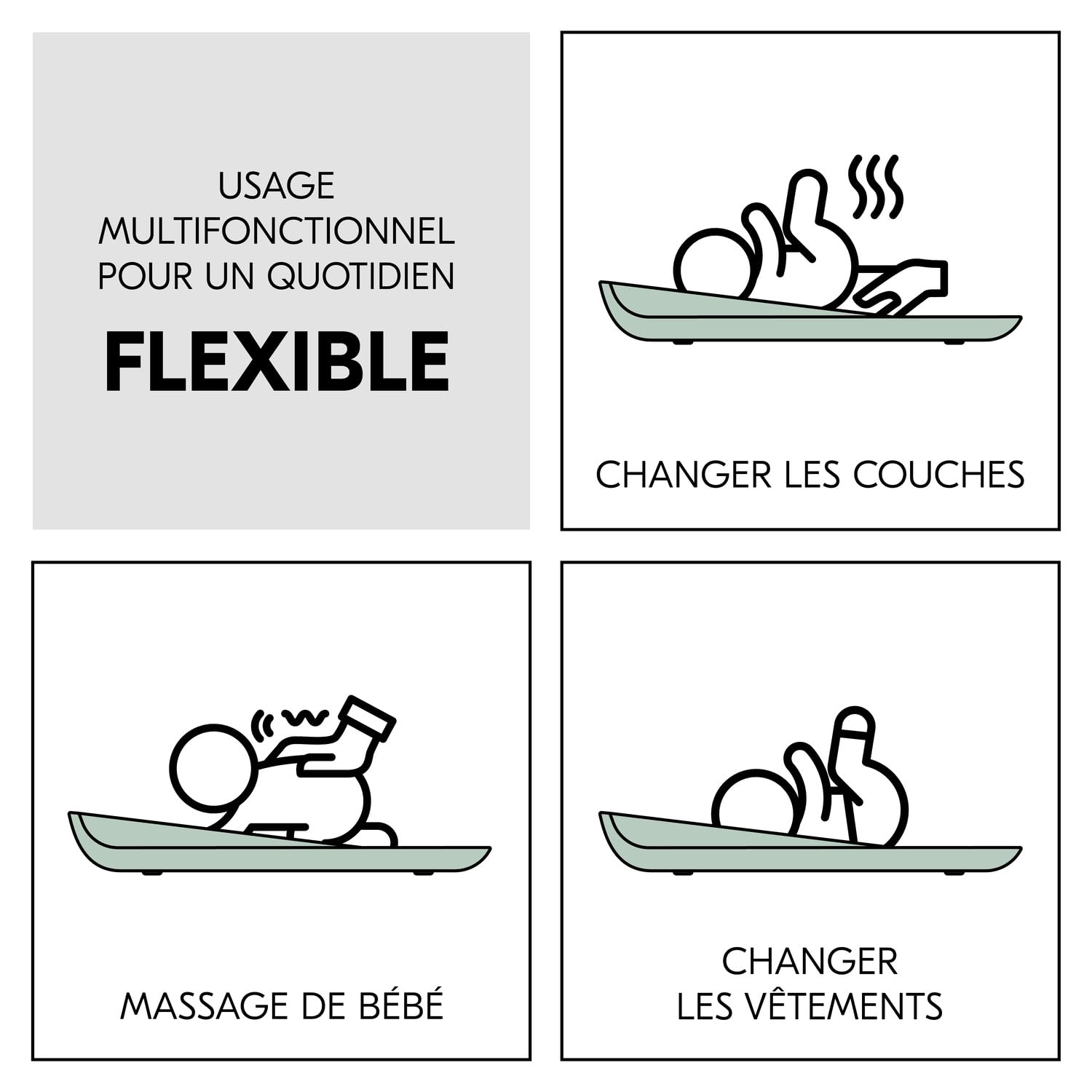 hauck Matelas a Langer Bebe Change N Clean 50 X 70 cm, Tapis a Langer Imperméable et Hygiénique, Surface Lavable Facile à Nettoyer, Jusqu’à 25 Kg, Sans Substances Nocives - Sauge