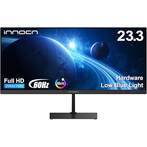 INNOCN 23 Inch Widescreen Computer Monitor WFHD 2560 x 1080p HDMI DisplayPort PC Monitor, Tilt Adjustable, Eye Care, Black