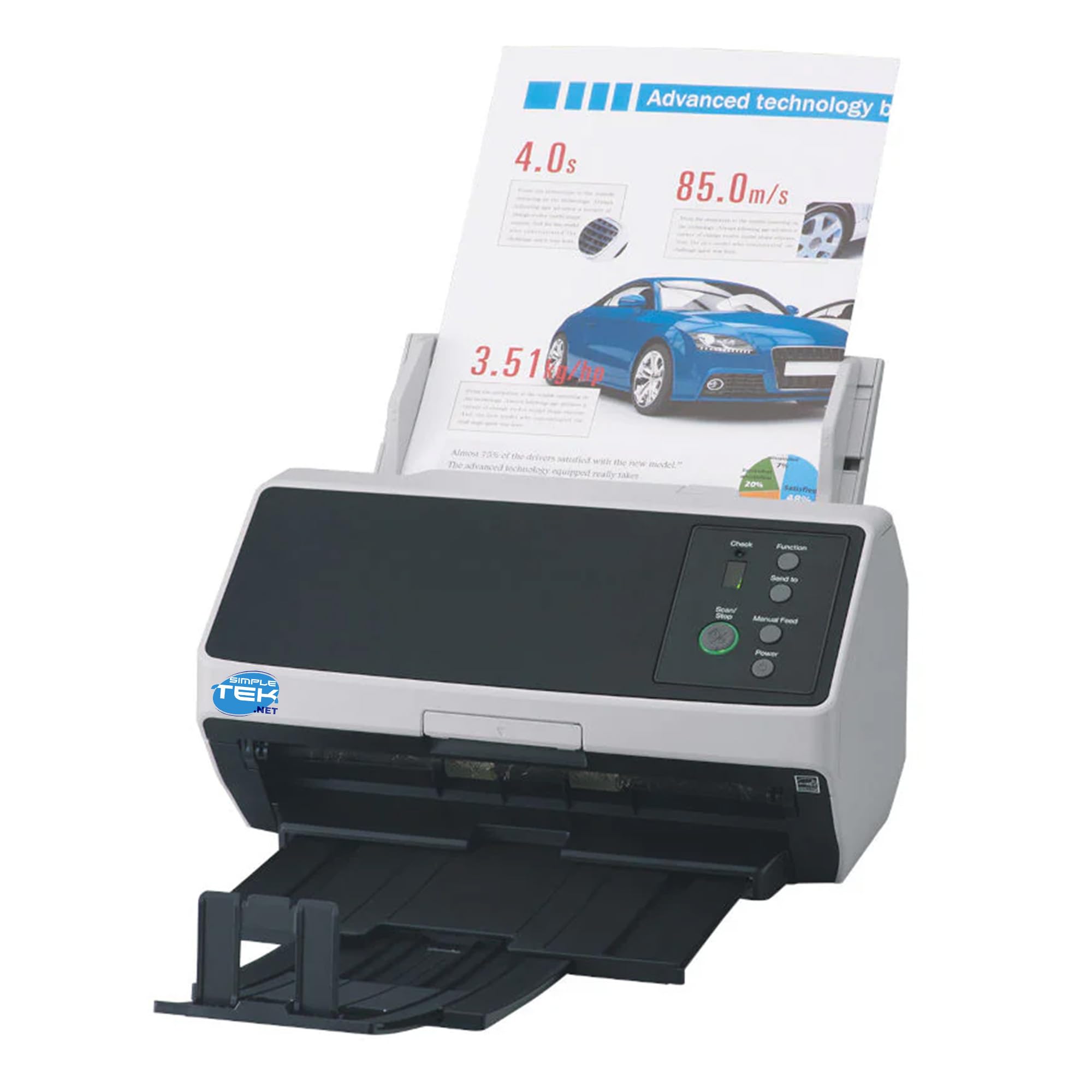 SIMPLETEK Profesjonalny skaner dokumentów ADF A4/A5/A6 Duplex High Speed 50 PPM 600 DPI z łącznością USB 3.2 i Gigabit LAN