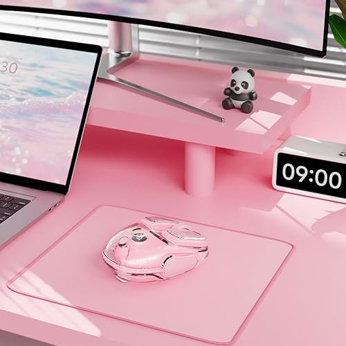 Miniatura 8 de EWEADN Q9 - Mouse inalámbrico transparente con Bluetooth y USB de 2.4 G con iluminación RGB, clics silenciosos, compatibilidad con múltiples