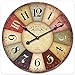 iCasso 16" Vintage France Paris Colourful French Country Tuscan Style Non-Ticking Silent Wood Wall Clock