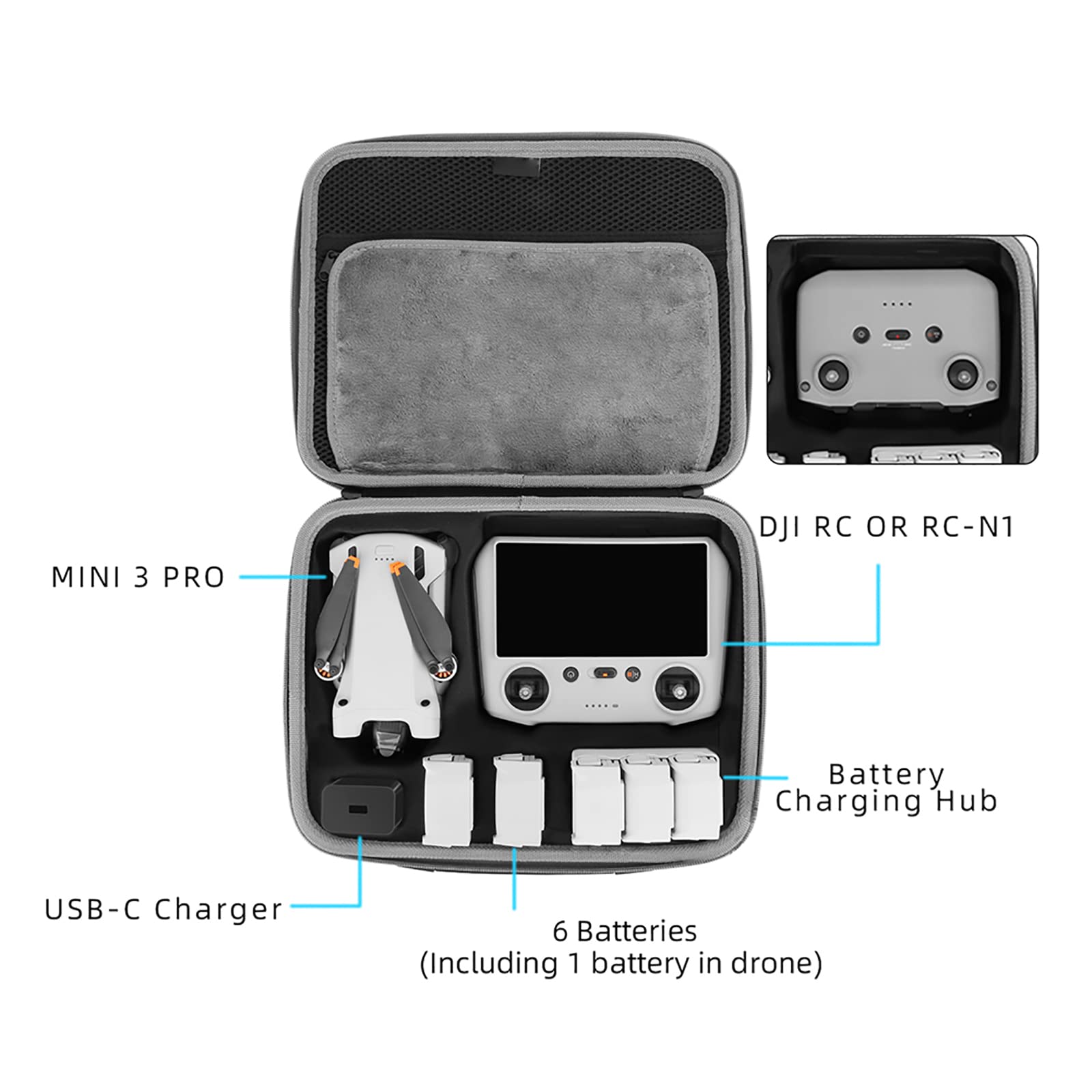 Mini 3 Pro RC torba do przenoszenia, Mini 3 Pro Case, wodoszczelna twarda walizka, przenośna, torba do przenoszenia, akcesoria do drona DJI Mini 3