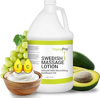 Swedish Massage Lotion by TheraPro - 1 Gallon - Unscented, Water Dispersible - Swedish Deep Tissue Massage Lotion for Massage Therapy - Smooth Glide No Sticky Residue - Professional Massage Lotion