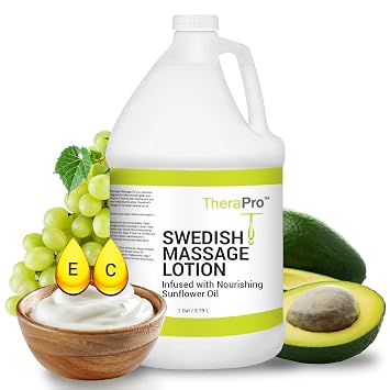 TheraPro Swedish Massage Lotion - 1 Gallon - Unscented, Water Dispersible - Swedish Deep Tissue Massage Lotion for Massage Therapy - Smooth Glide No Sticky Residue