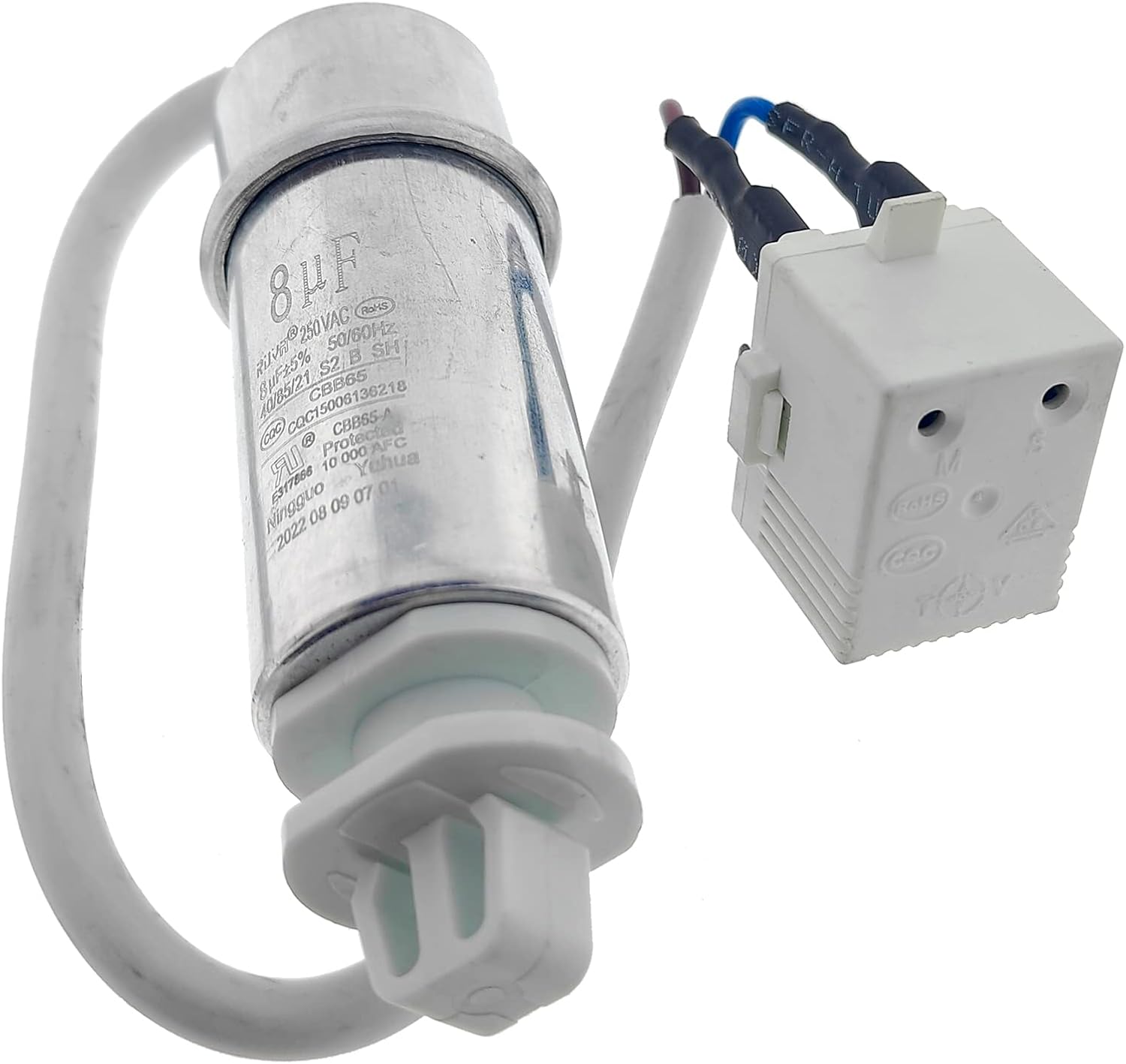 Refrigerator & Freezer TY-QZ-007 PTC Start Relay and 8UF CBB65 Capacitor (Type B)