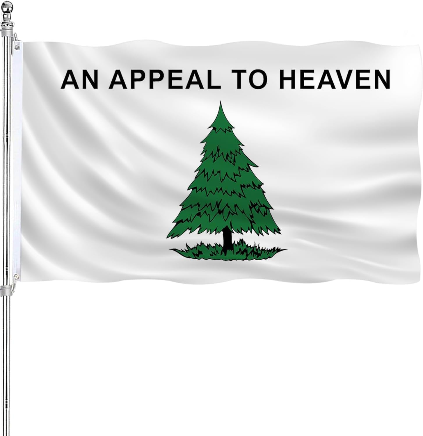 An Appeal to Heaven Flag 3x5 Double Sided Outdoor Heavy Duty Pine Tree Flags 3 Ply Polyester Material with 2 Metal Grommets, 4 Rows of Stitching