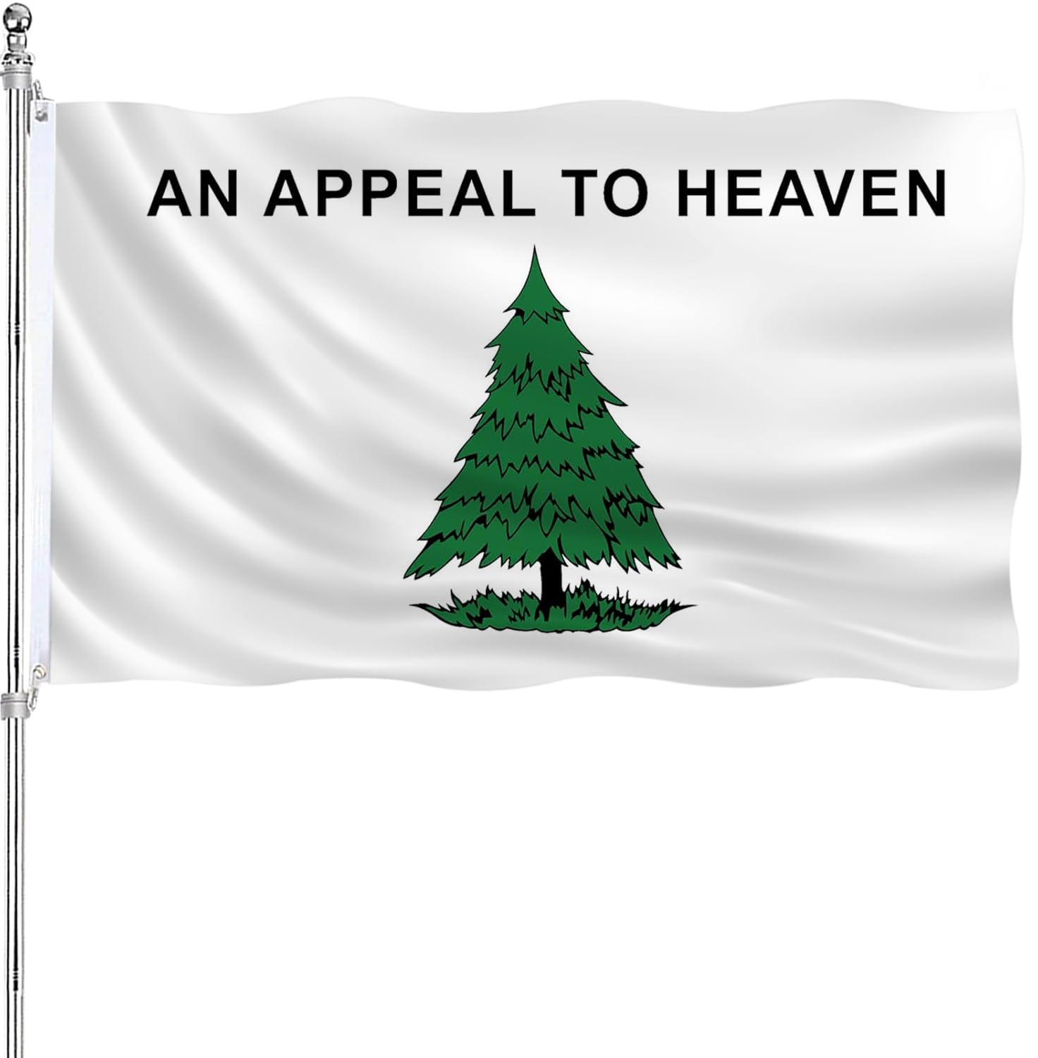 An Appeal to Heaven Flag 3x5 Double Sided Outdoor Heavy Duty Pine Tree Flags 3 Ply Polyester Material with 2 Metal Grommets, 4 Rows of Stitching