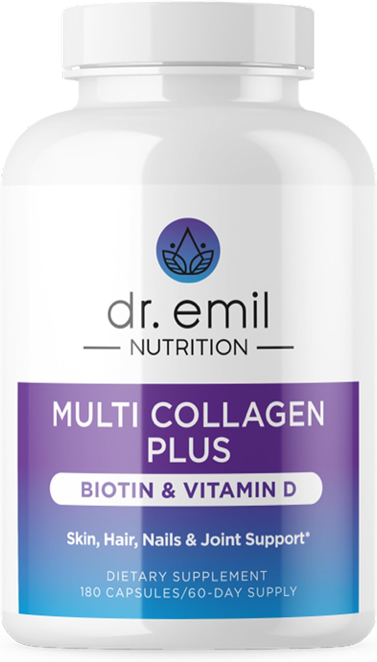 DR. EMIL NUTRITION Multi Collagen Peptides Plus Biotin and Vitamin D | Biotin & Collagen Supplements | Hair Skin & Nails | Biotin Pills Hair Growth | 60 Servings