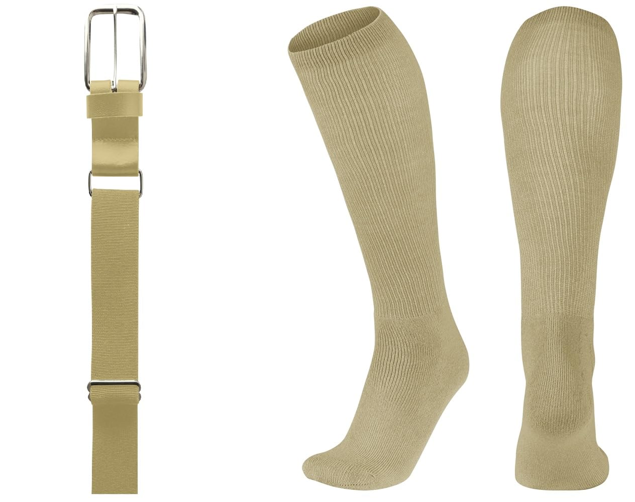 League Outfitters MVP Baseball Belt and Socks Combo Adjustable Baseball/Softball Belt for Youth, Boys, Girls, and Adult (Vegas Gold, XS (Shoe Size 7K-13K))