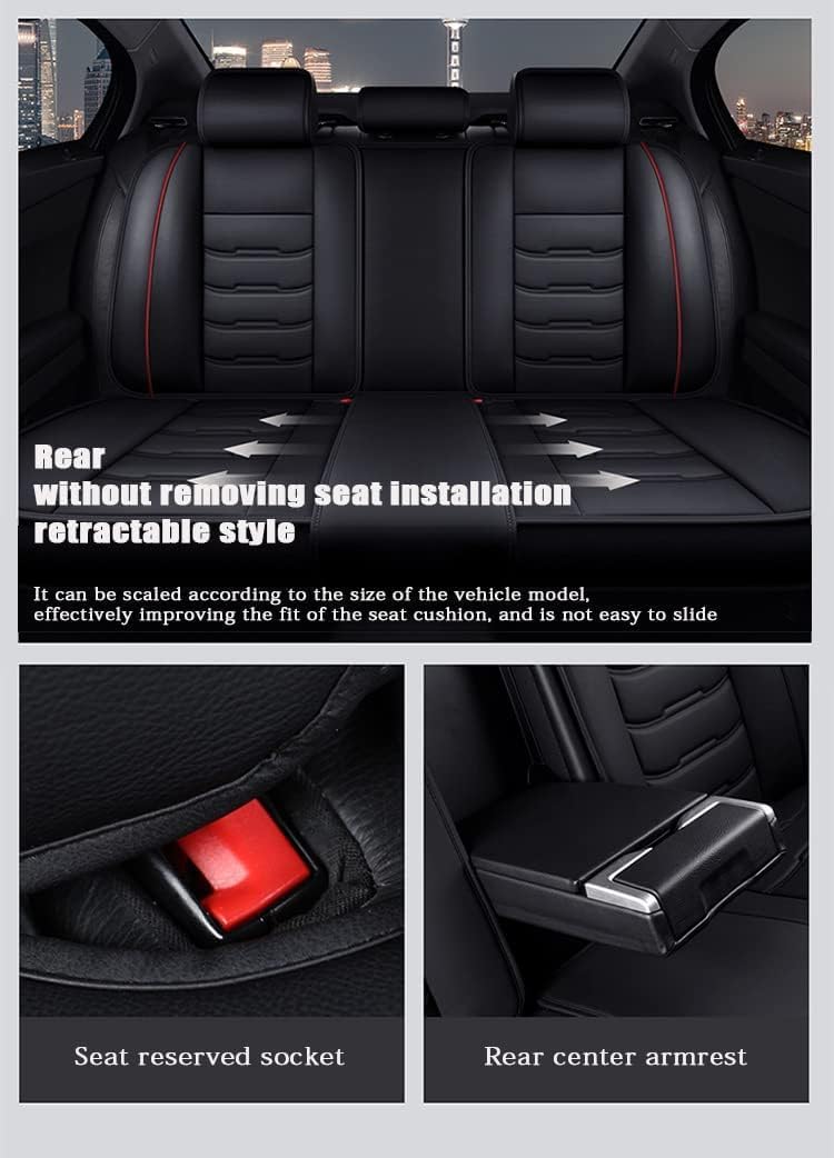 Set Coprisedili Auto per Mercedes Benz Clase C C220d W206 C300 W206, Copri-Sedile Pelle Copri Sedili Impermeabile Coprisedile Anteriori Posteriori Accessori,Black
