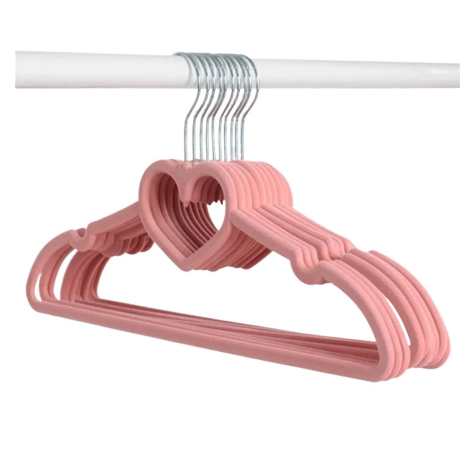 Samt Kleiderbügel Wandmontierter Kleiderbügel, herzförmiger aus Samt for Hemd, Anzug, Mantel, Jacke, Hose(Pink)
