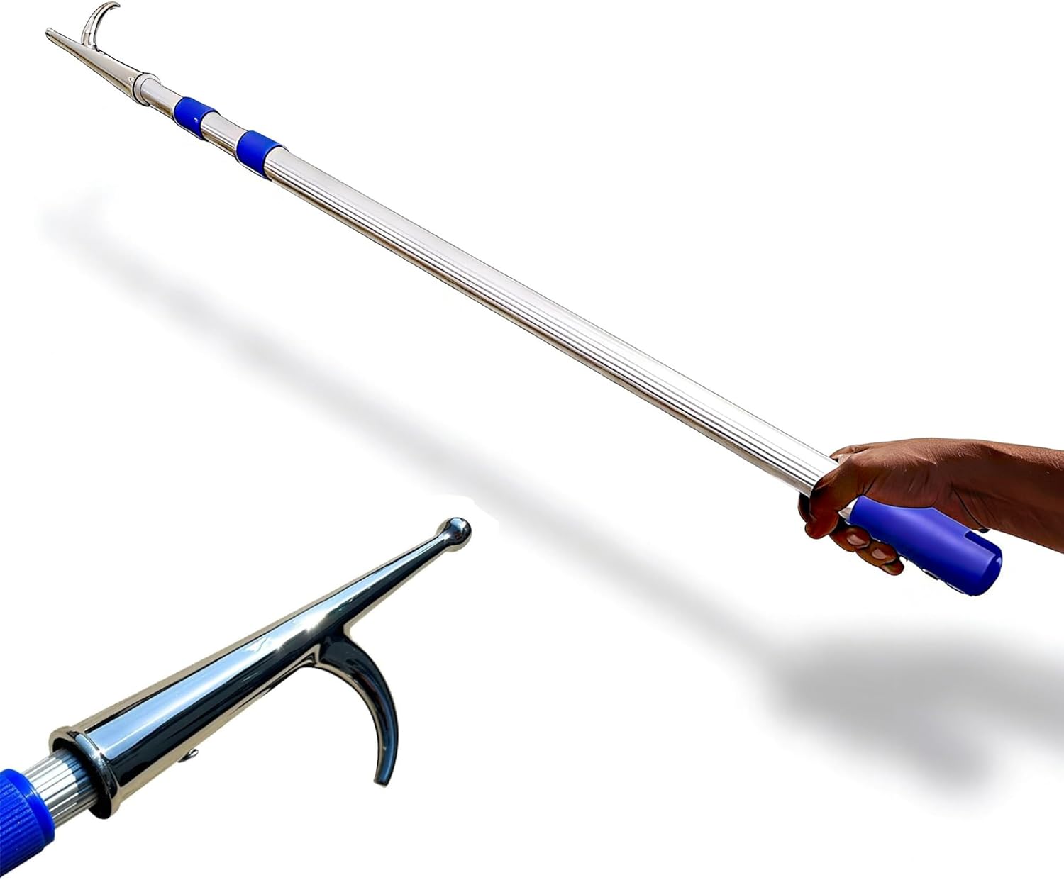 Telescopic Boat Hook Pole 6-20 Ft - Lightweight Aluminum Retriever Rod with Stainless Steel Hook for Easy Mooring, Docking, and Hanging - Perfect for Boating and Marine Use