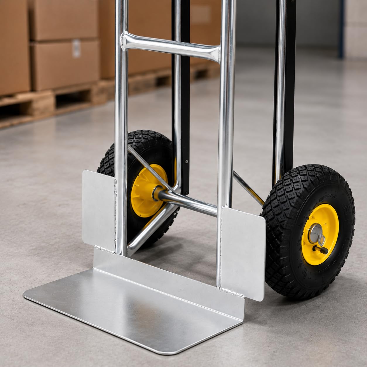 Alu-Sackkarre, Stahl/PE/Gummi, 200 kg Tragkraft | Sackrodel - 49x52x117 cm - Luftreifen, 26 cm Rad-Ø, 6,2 kg