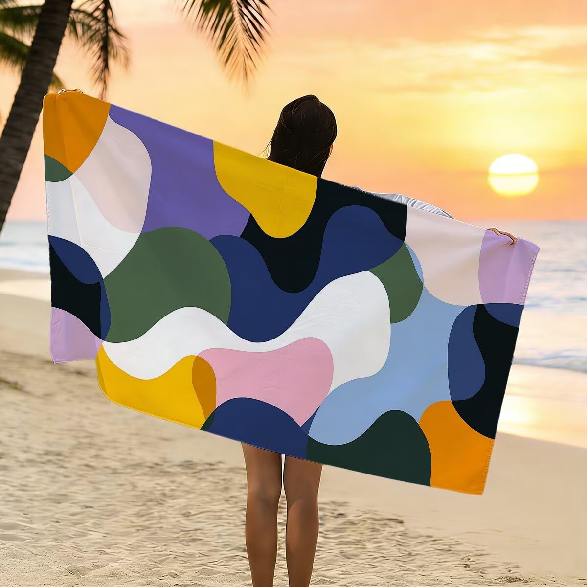 Ręcznik plażowy z mikrofibry, duży ręcznik plażowy 90 x 200 cm 2 sztuki, damski ręcznik gimnastyczny szybkoschnący, odporny na piasek ręcznik z mikrofibry, lekkie ręczniki gimnastyczne na prezent