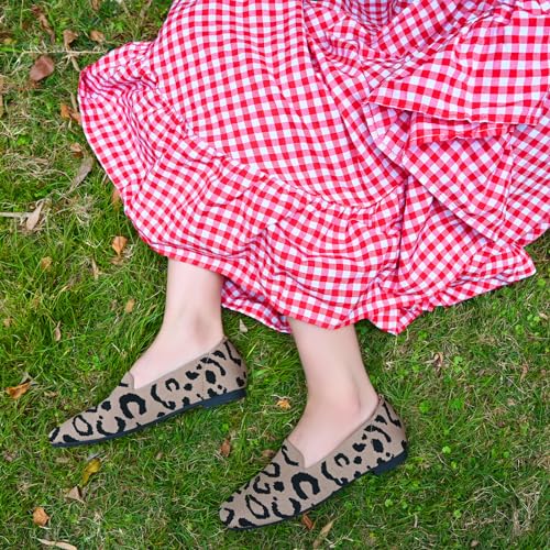 Flat Shoes for Women with Mesh Knitted Square Toe Ballet Flats Soft Slip On Walking Shoes Comfortable Office Shoes2