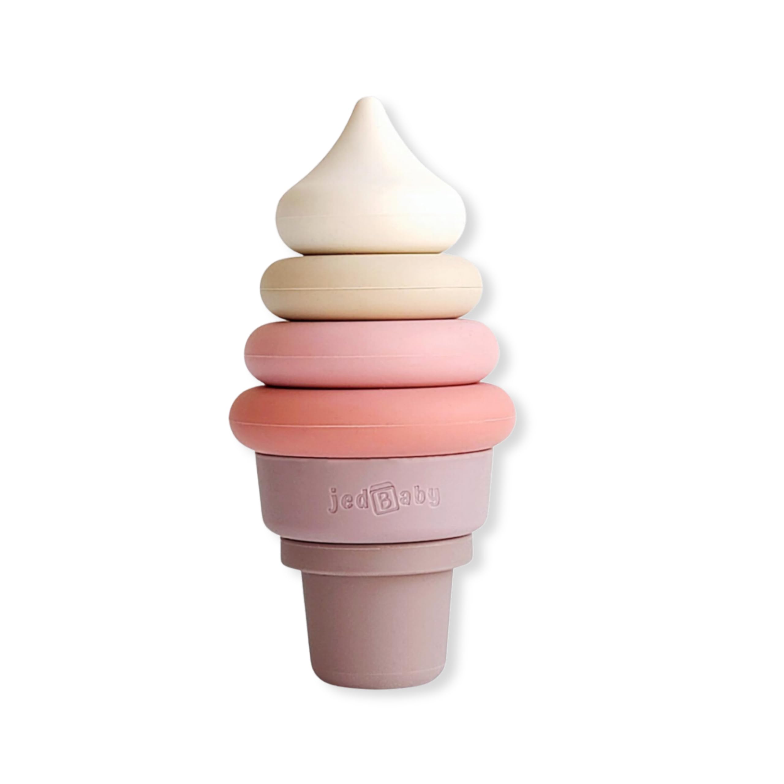 Pastel Ice Cream Silicone Stacker Toy 6pcs - Safe, Non-Toxic, Educational, for Babies & Toddlers 12M+