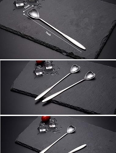 Miniatura 9 de Falytemow Cucharas de acero inoxidable 304 para café, té, postre, bebida, mezcla, batido, cuchara, paquete de 8 (8 unidades, forma de corazón dorado