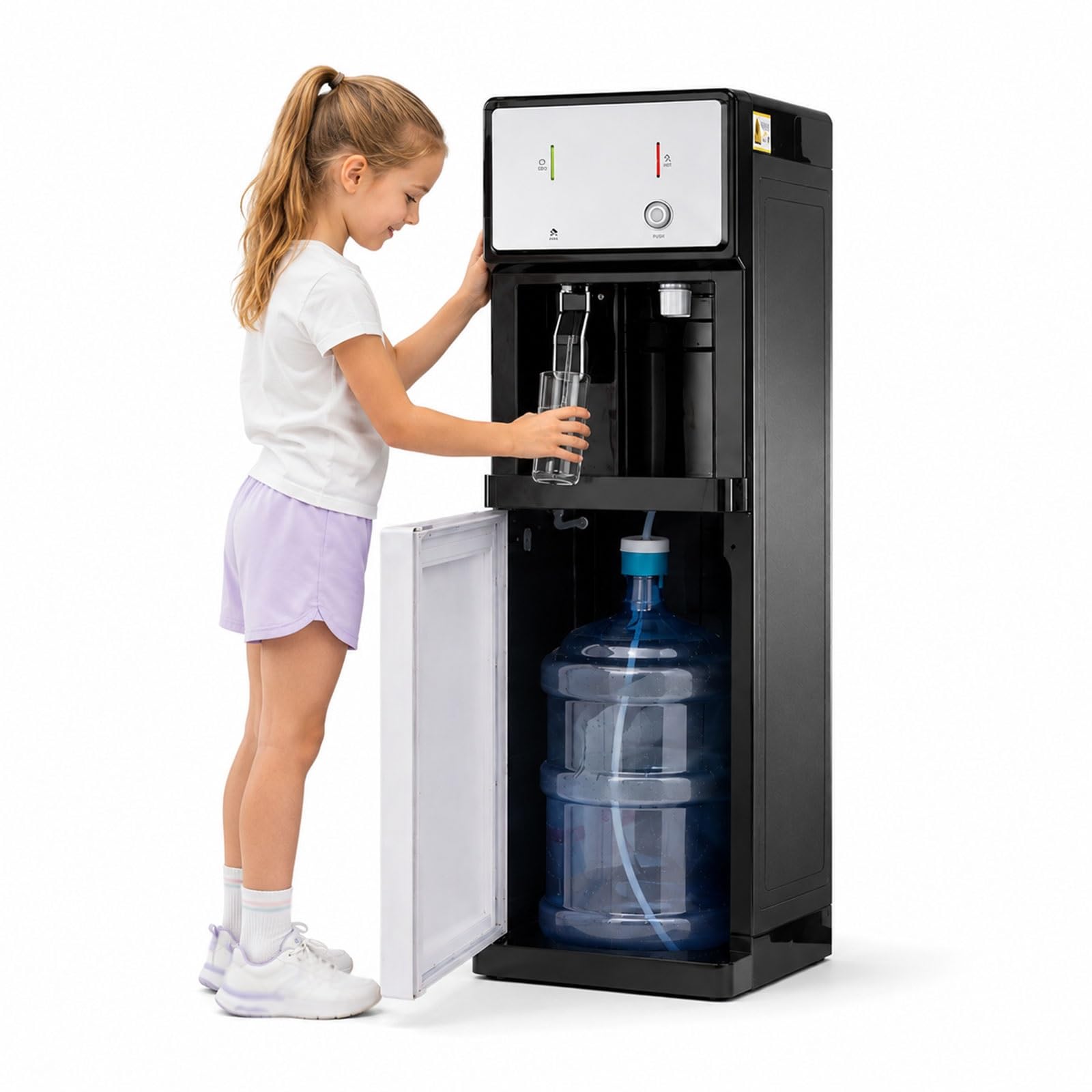 Wasserspender Heiß & Kalt,Standgerät mit Unterschrank für 18.9L Flaschen
