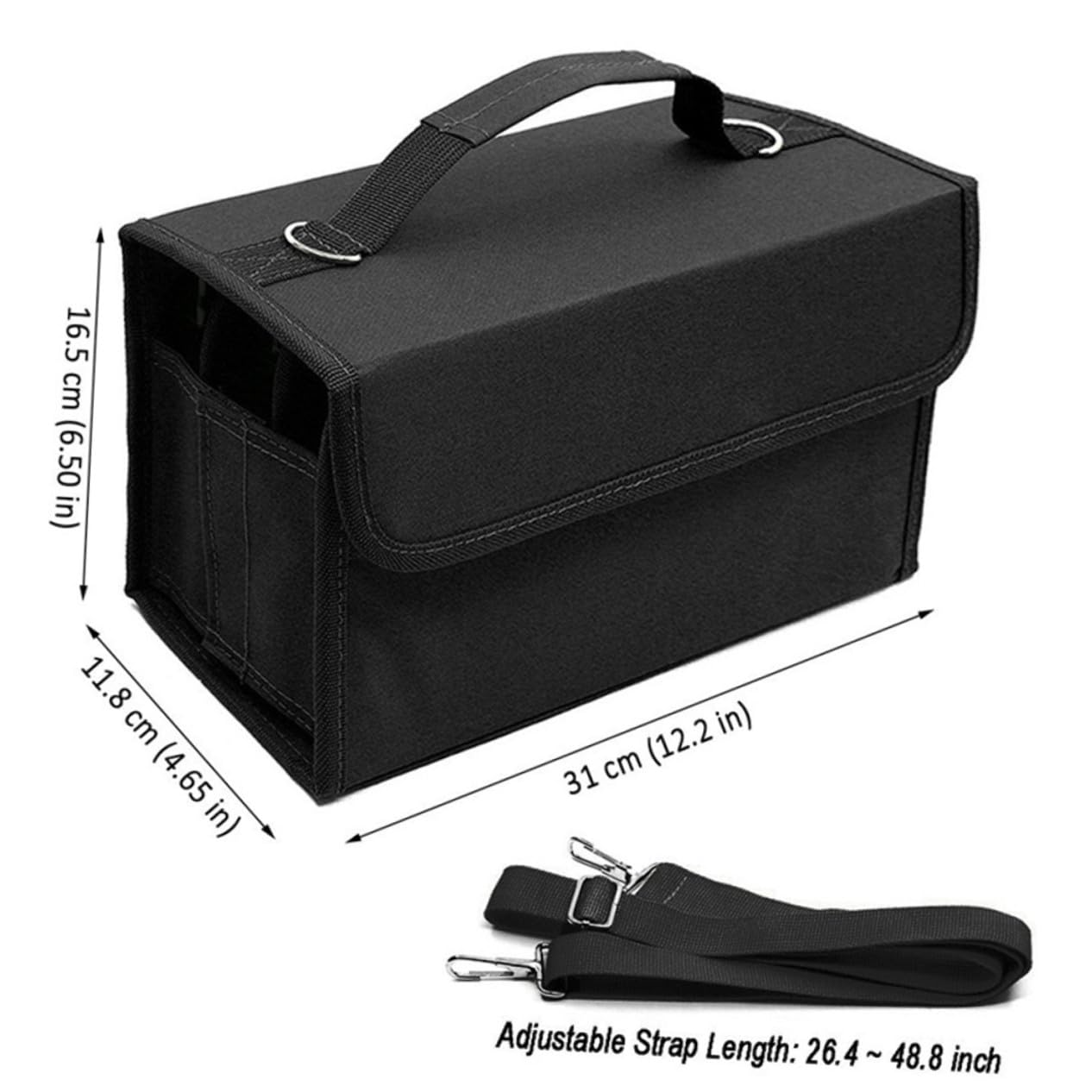 VILLCASE Borsa Porta Pennarelli con 80 Scomparti, Astuccio Nero | Tessuto, Portatile per Ufficio e Viaggio, Custodia Protettiva per Accessori da Scrivania