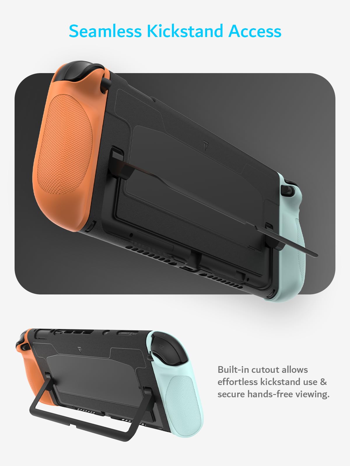 TUDIA Custodia a Scatto Compatibile con Nintendo Switch 2 (2025) [Accesso al Supporto] Cover Sottile e Antigraffio per Impugnatura Ergonomica in TPU Antiurto (Rosso/Blu, Retro Nero)