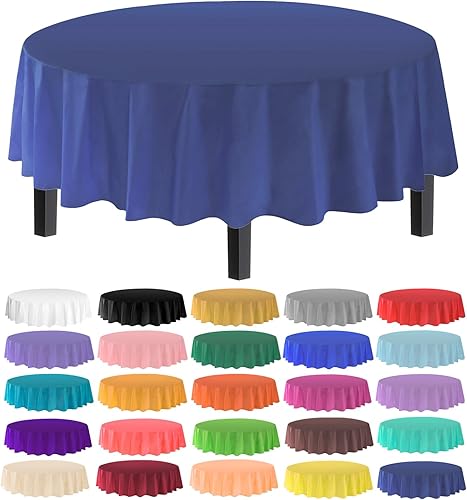 Miniatura 37 de allgala Manteles redondos desechables de plástico de alta calidad, paquete de 12, 84 pulgadas (7 pies), impermeables, resistentes a las manchas,