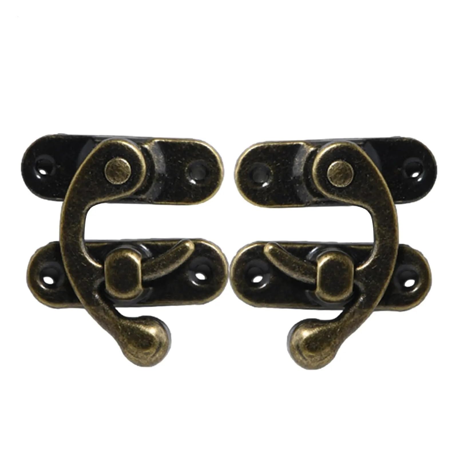 10pcs Retro Horns Locks for Jewelry Wooden Box Metal Lock Antique Bronze Iron Padlock Hasp Hook Curved Buckle with Screws for Boxes v(Bronze)