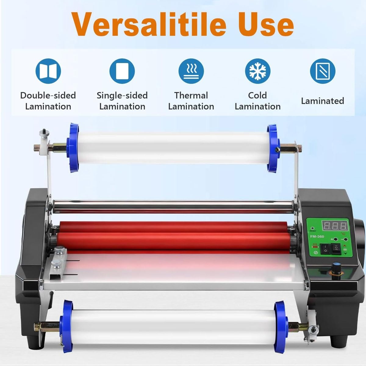 Macchina plastificatrice digitale a caldo e a freddo, plastificatrice elettrica monofacciale e bifacciale A3 da 350 mm con velocità regolabile, macchina composita for film di trasferimento a caldo