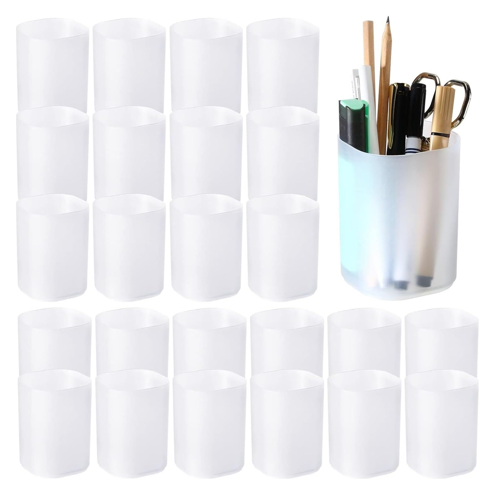 Catchorn Pen Holder 4pc Translucent White Plastic Pen Holder