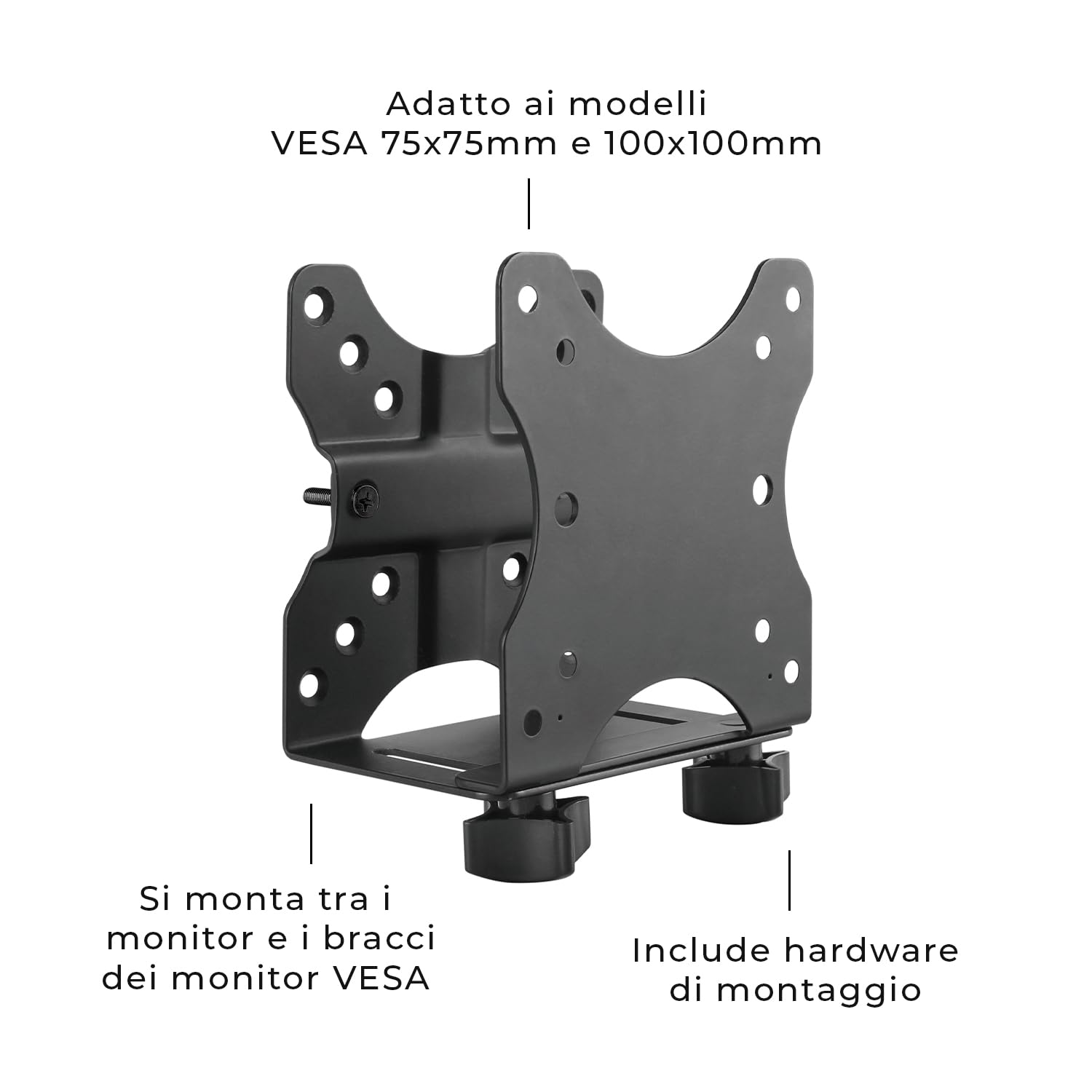 HumanCentric Staffa di montaggio per thin client, per montare un mini PC o un computer su un braccio o supporto per monitor VESA, su un palo o sotto la scrivania o una superficie