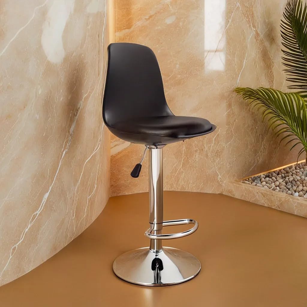 rose® robin height adjustable & revolving bar stool/kitchen chair suitable for kitchen, cafeteria, dining, office,shops (pack of 1) (jet black)