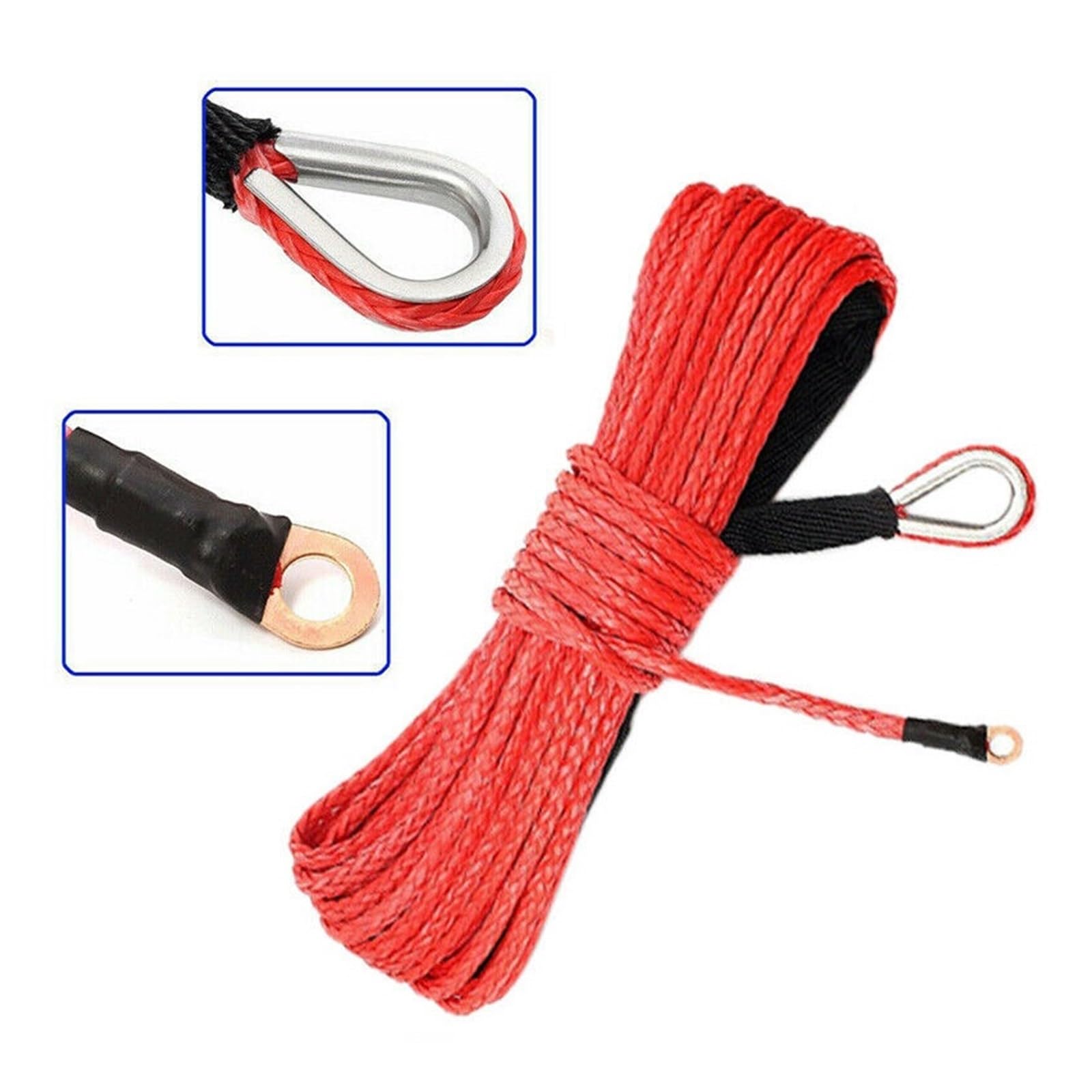 Kabel Sznurkowy 7700LBs Syntetyczna Lina Holownicza 15M Myjnia Samochodowa Konserwacja Sznurek Wciągarki Do ATV UTV Off Road Solidna I Niezawodna(Blue)