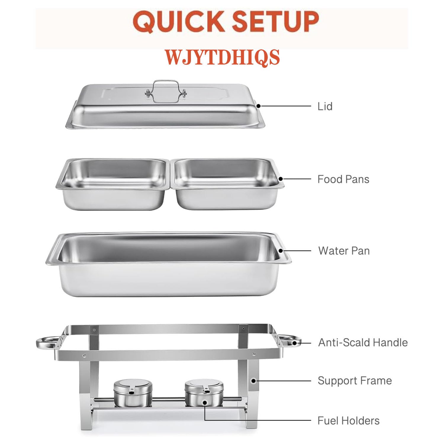 Juego de 2 Calentadores de Comida para Buffet, Chafing Dish, Calentador de Buffet de Acero Inoxidable, para Fiestas, Catering, Banquetes, para Catering, Eventos y Fiestas
