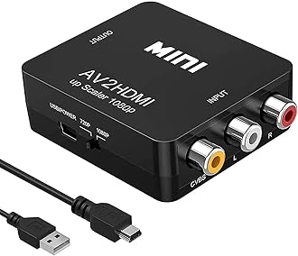 BD&M RCA to HDMI Converter, Composite to HDMI Adapter Support 1080P PAL/NTSC Compatible with PS one, PS2, PS3, STB, Xbox, VHS, VCR, Blue-Ray DVD Players