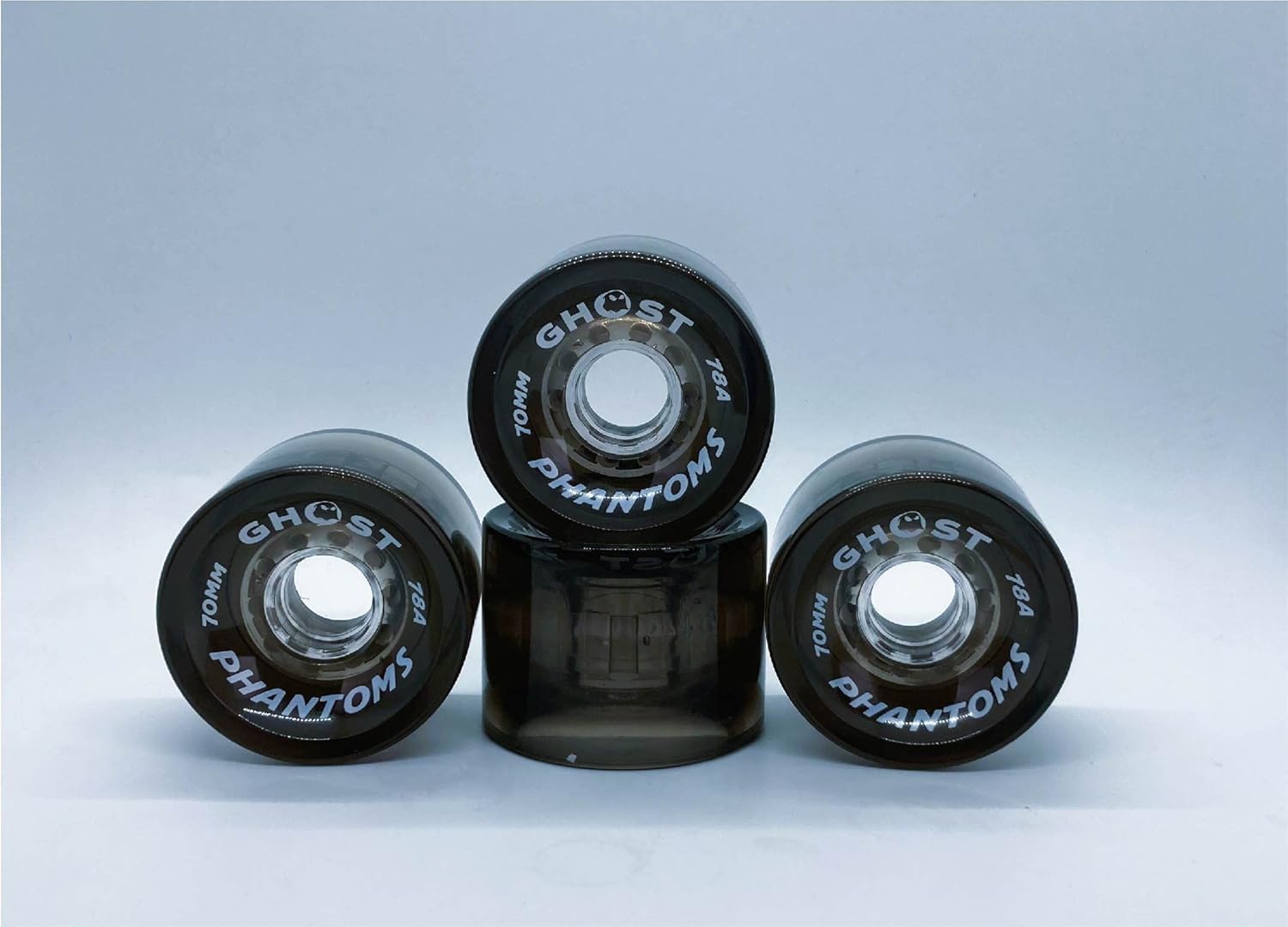 GHOST BOARDS Jelly Phantoms 70mm 78A Long Board Wheels with ABEC-7 Bearings for Smooth Cruising - Skateboard Wheels Provide Grip & Speed - Ghost Wheels Built for Tricks & Control (Black)