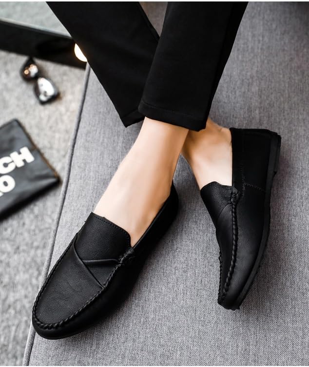 Mens Loafers Round Toe Faux Leather Loafer Shoes Resistant Anti-Slip Lightweight Fashion Slip On4