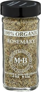 Morton & Bassett 100% Organic Rosemary | Aromatic Herb for Roasting, Soups & Breads | Gluten Free, Salt Free, Non-GMO | 0.8 oz Jar