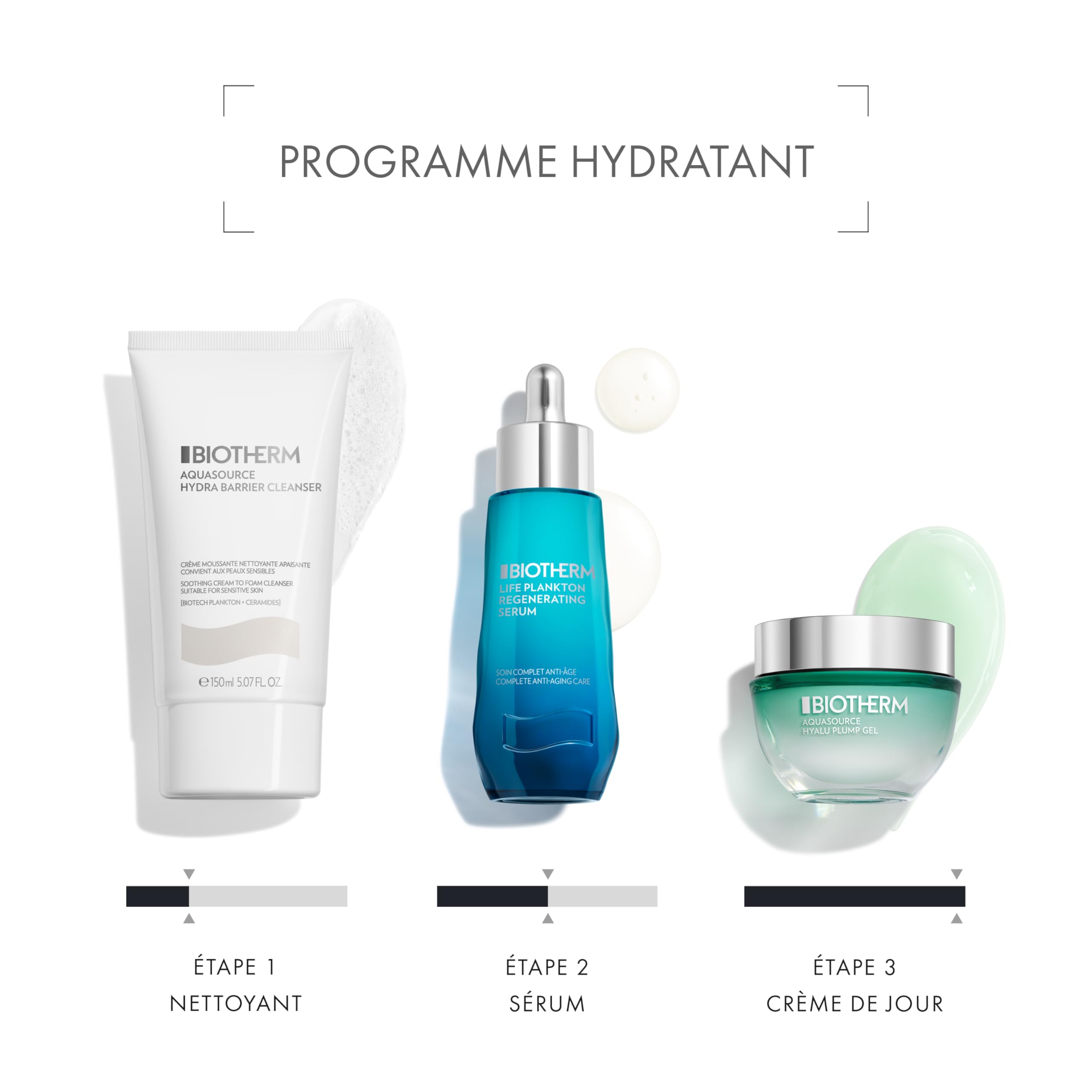 Biotherm Aquasource Hyalu Plump Gel, Gel Hydratant 48H, Tous Types Peaux