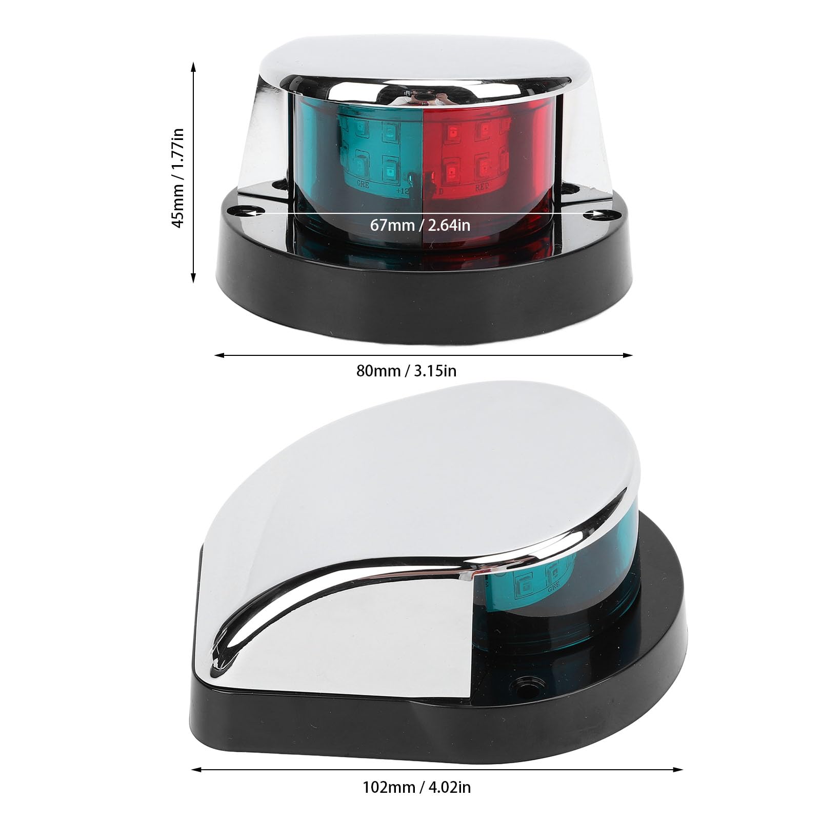 Garosa Luce di Navigazione a Prua per Barca LED Rosso Verde Copertura in Lega di Zinco per Pontone Skiff Piccole Imbarcazioni DC12V 2NM Visibilità IP65 Impermeabile