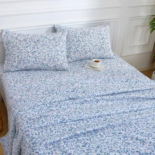 Image of Viviland Floral Queen Sheet Set - 4 Piece Vintage Deep Green Flower Patterned Bed Sheets - Soft, Breathable Microfiber Sheets with Deep Pocket, Non-Slip Fitted Sheets & Pillowcases