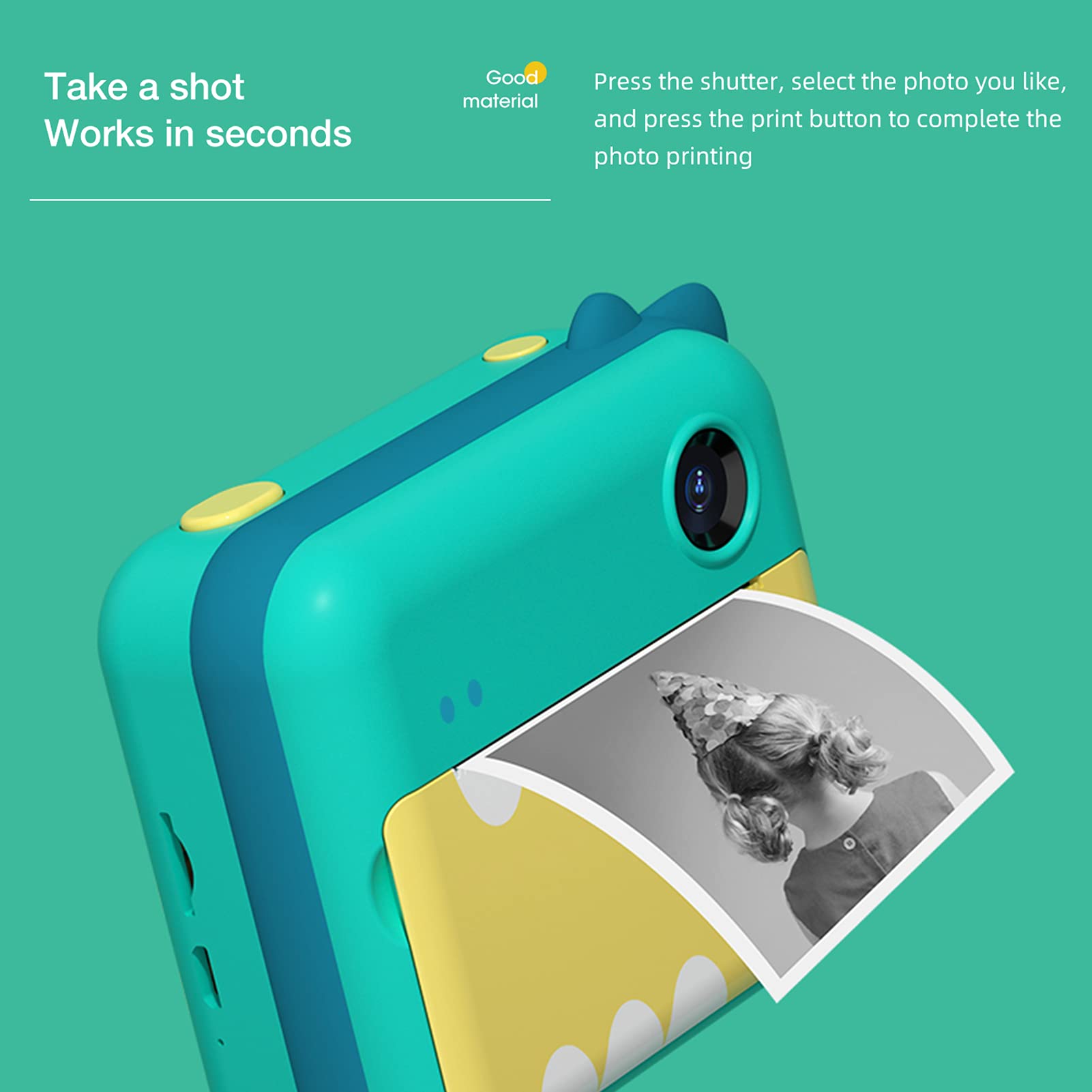 Kids Camera HUIOP P1 Kids Camera 32 GB dziecięca drukarka fotograficzna 2,4 cala ekran IPS świąteczne prezenty urodzinowe dla dziewczynek z uchwytem na papier do drukowania WIFI Transmissin A