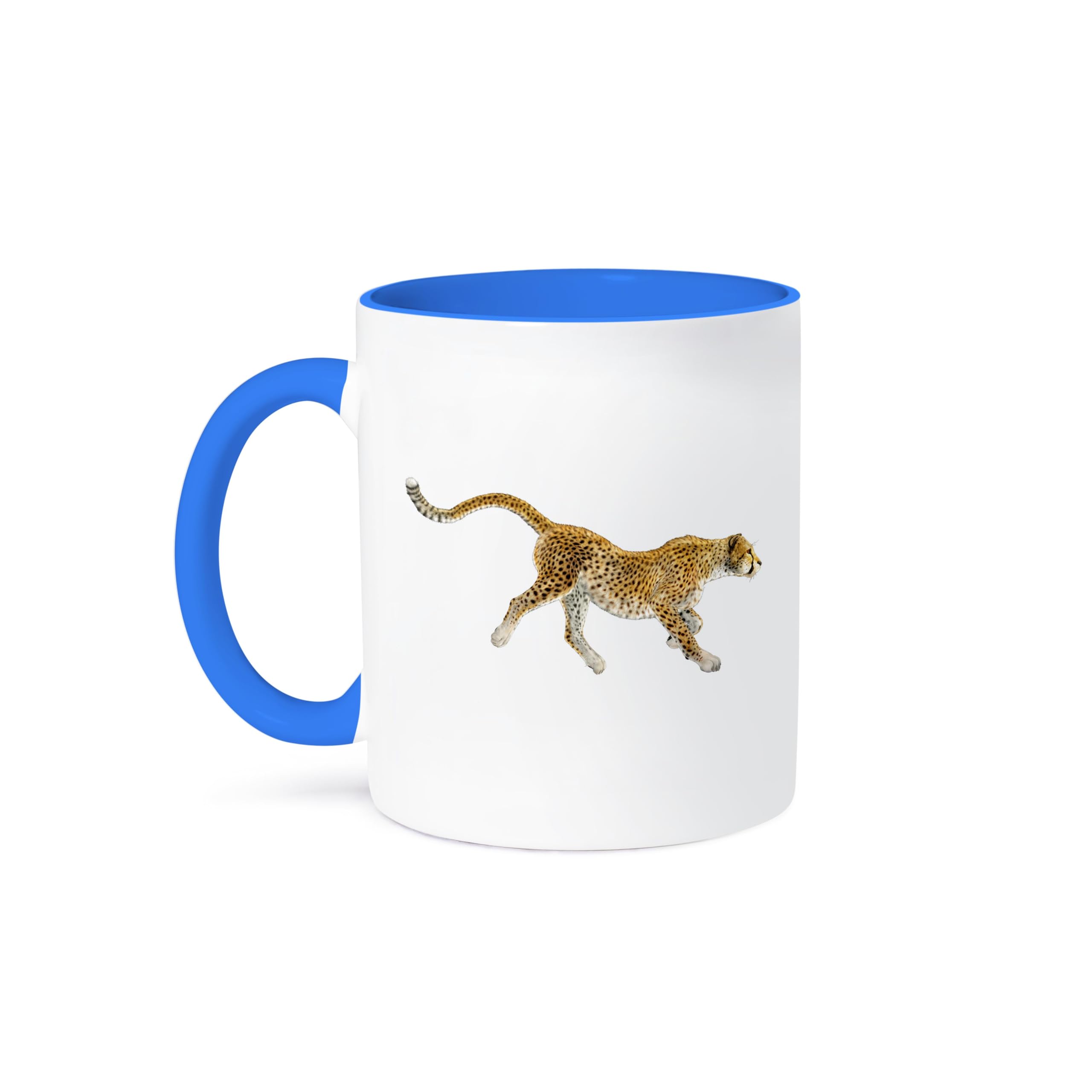 3dRose Coffee Mug, Size - 15oz - Print of Cheetah Loping Graphics Animal - funny coffee cup gift