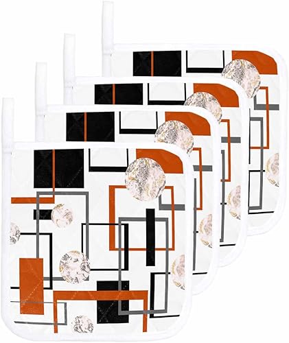 Miniatura 8 de 3 Packs Geometric Red Pot Holders Sets for Kitchen,Oven Pan Plate Bowl Pads Heat Proof Mat with Hanging Loop,Terry Cloth Potholders Soft Grip for