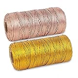 【Ampliamente utilizado】El Dorado Cordón Metálico metálico se usa ampliamente para proyectos de manualidades de bricolaje, como colgar adornos de árboles de Navidad, empacar regalos y dulces, o usarlo para vestir, decorar, hacer manualidades, abalorios o hacer joyas.