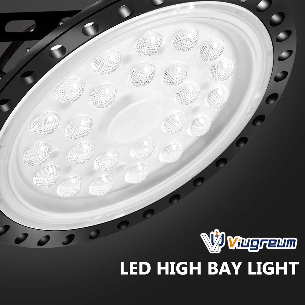 Viugreum LED High Bay Light 100W UFO 10000LM 6000K lamp Factory Warehouse Industrial Lighting IP65 Waterproof LED Lights — view 4