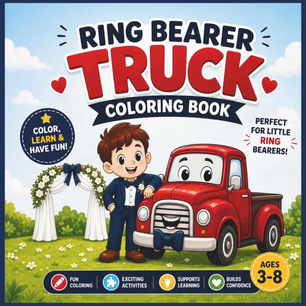 Ring Bearer Truck Coloring Book: Fun Wedding Activity Book for Kids Ages 3–8 | Coloring, Counting, Matching & More for Little Ring Bearers (My Special Moments Series)