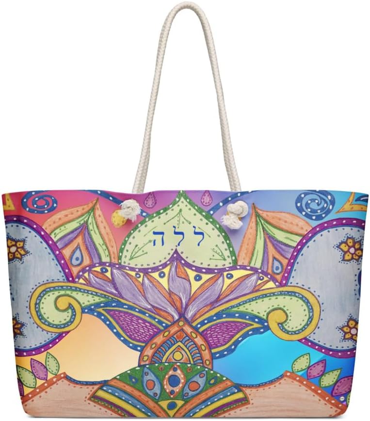 137 Colorful Art Tote Bag – Heart & Floral Design Handbag with Sturdy Handles – Reusable for Shopping, Work, Travel & Gift
